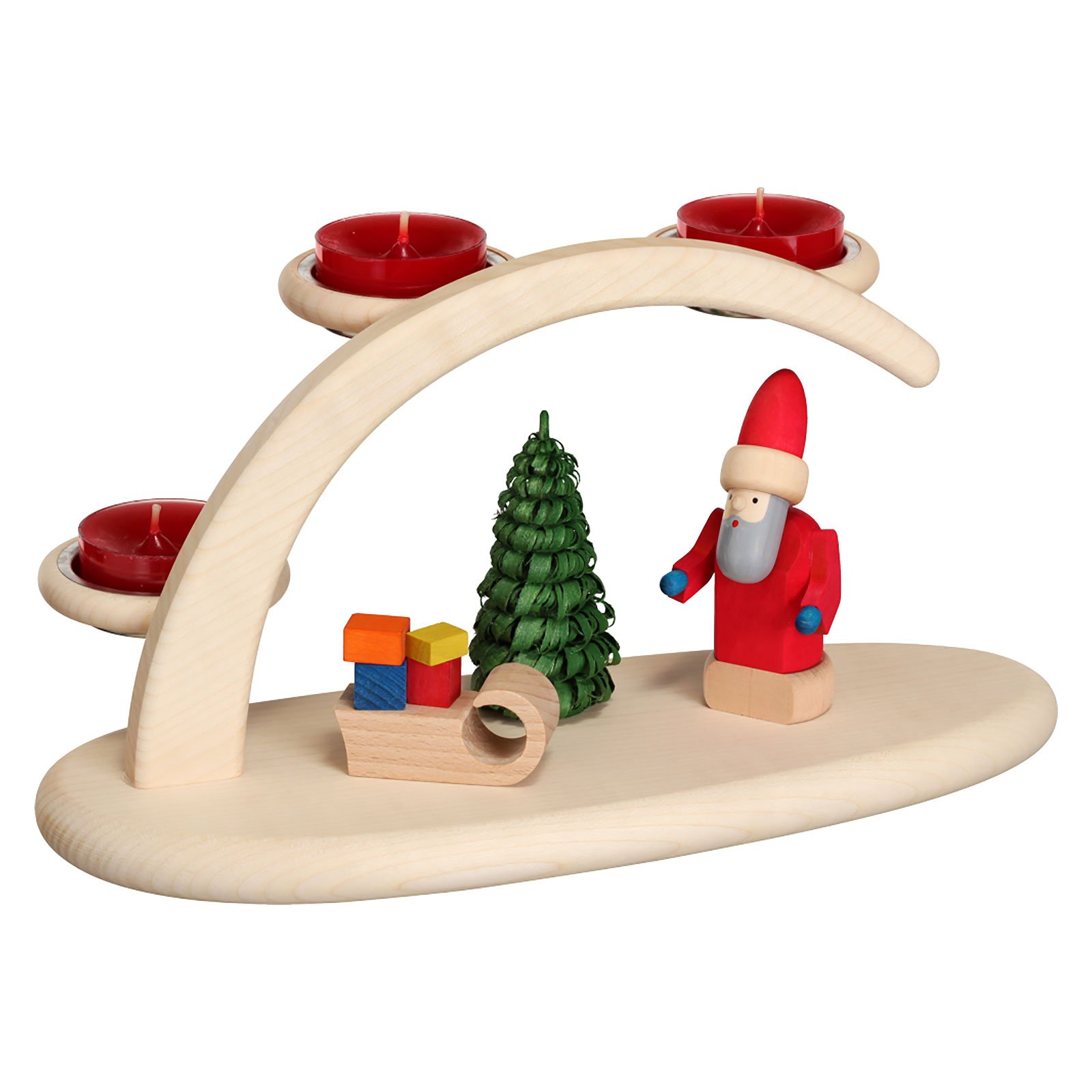 Seiffener Volkskunst German candle arch Christmas, length 25 cm / 10 inch, natural, original Erzgebirge by SV 15302