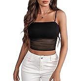 Avidlove Bralettes for Women Spaghetti Strap Mesh Tank Top Tube Slim Y2K Camisole Ultra-Cropped Tops Lightweight(1 & 2 Pcs)