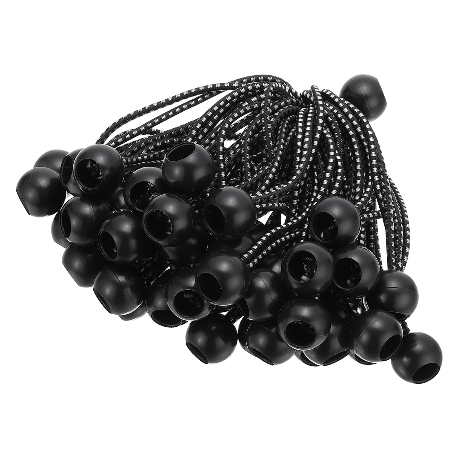 PATIKIL 6 Inch Tarp Ball Bungee Cord, 30 Pack Bungee Cords with Balls Canopy Tarp Tie Downs Cords Elastic String for Outdoor Camping Cargo Shelter Tent Poles, Black White