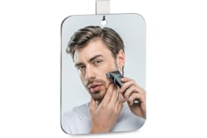 quegau Unbreakable Shower Mirror for Shaving, (7.75x9.75 inch) Portable Shower Mirror for Men with Adhesive Locker Mount, Ideal for Camping and Traveling, NOT Fogless Mirror for Shower