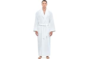 Arus Men's Shawl Collar Robe, Turkish Terry Cotton Bathrobe with Regular and Full Length Options