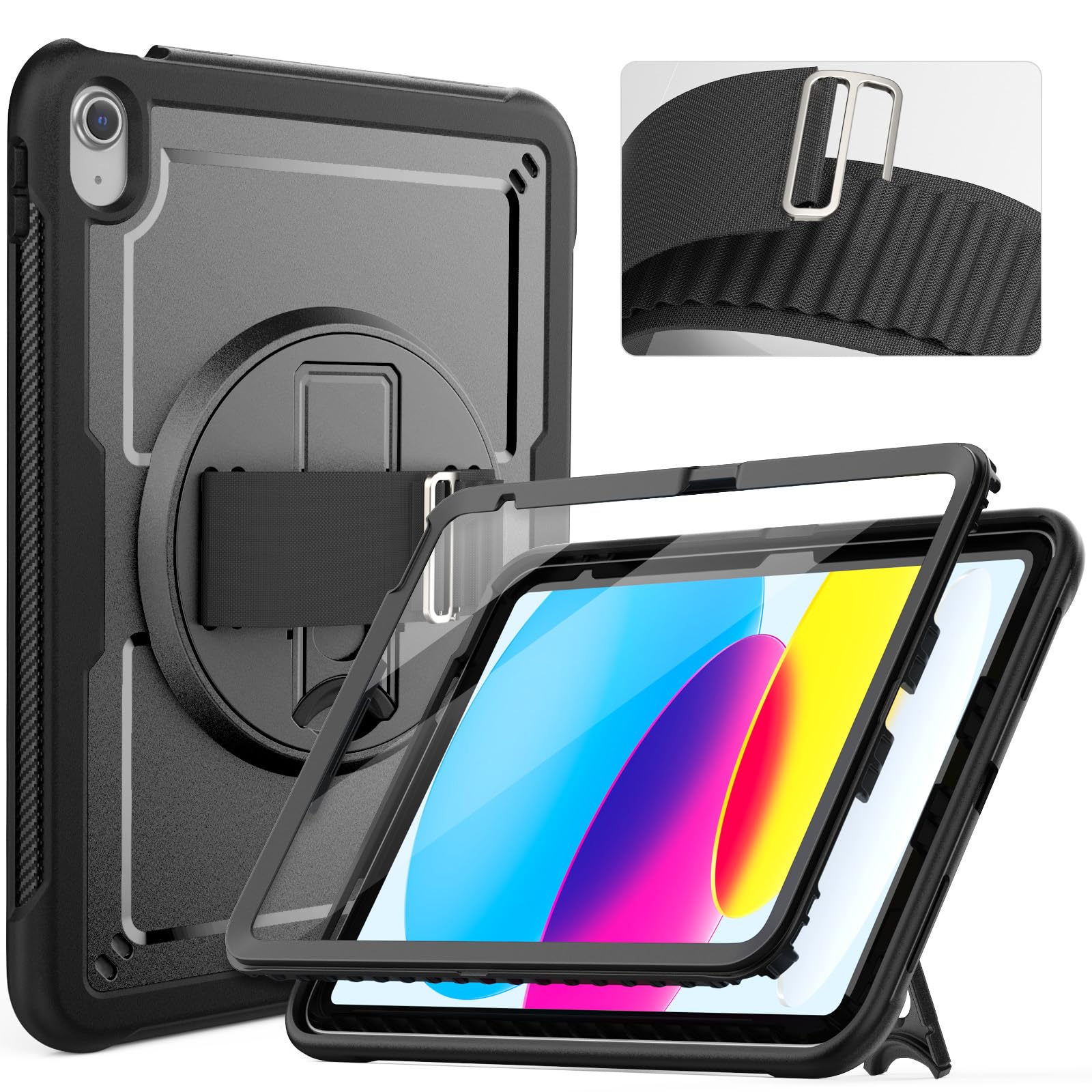 Ezanmull IPad 11th/10th Generation Waterproof Case - Military Drop Proof With Built-in Screen Protector