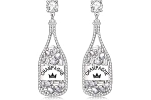 XOCARTIGE Champagne Bottle Earrings Rhinestone Crystal Beaded Champagne Drop Dangle Earrings for Women Wedding Holiday Festive Party Earrings Xmas New Year Gifts