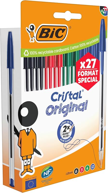 Canetas Originais de Crystal Medium Point (1,00 mm) - Cores de Tinta Variadas, Edição Especial com 27