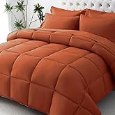 JOLLYVOGUE King Comforter Set, Ultra-Soft Bed in a Bag King Size 7 Pieces, Oeko-TEX Certified Bedding Set with Down Alternative Comforter, Sheets, Pillowcases & Shams, Burnt Orange