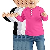 LessonZoo 4 Pack Toddler Boys Girls Thermal Long Sleeve T-Shirts Henley Undershirt Top Basic Layer Long Sleeve Fleece T-Shirt