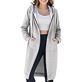 Ablanczoom Womens Long Zip Up Hoodies Comfortable Fleece Fashion Sweatshirts 2026 Casual Jackets with Pockets