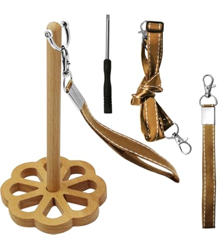 Porte-fil De Poignet En Bois Avec Bracelet Cuir - Organisateur Fil Tricot & Crochet - Portable Et Pratique