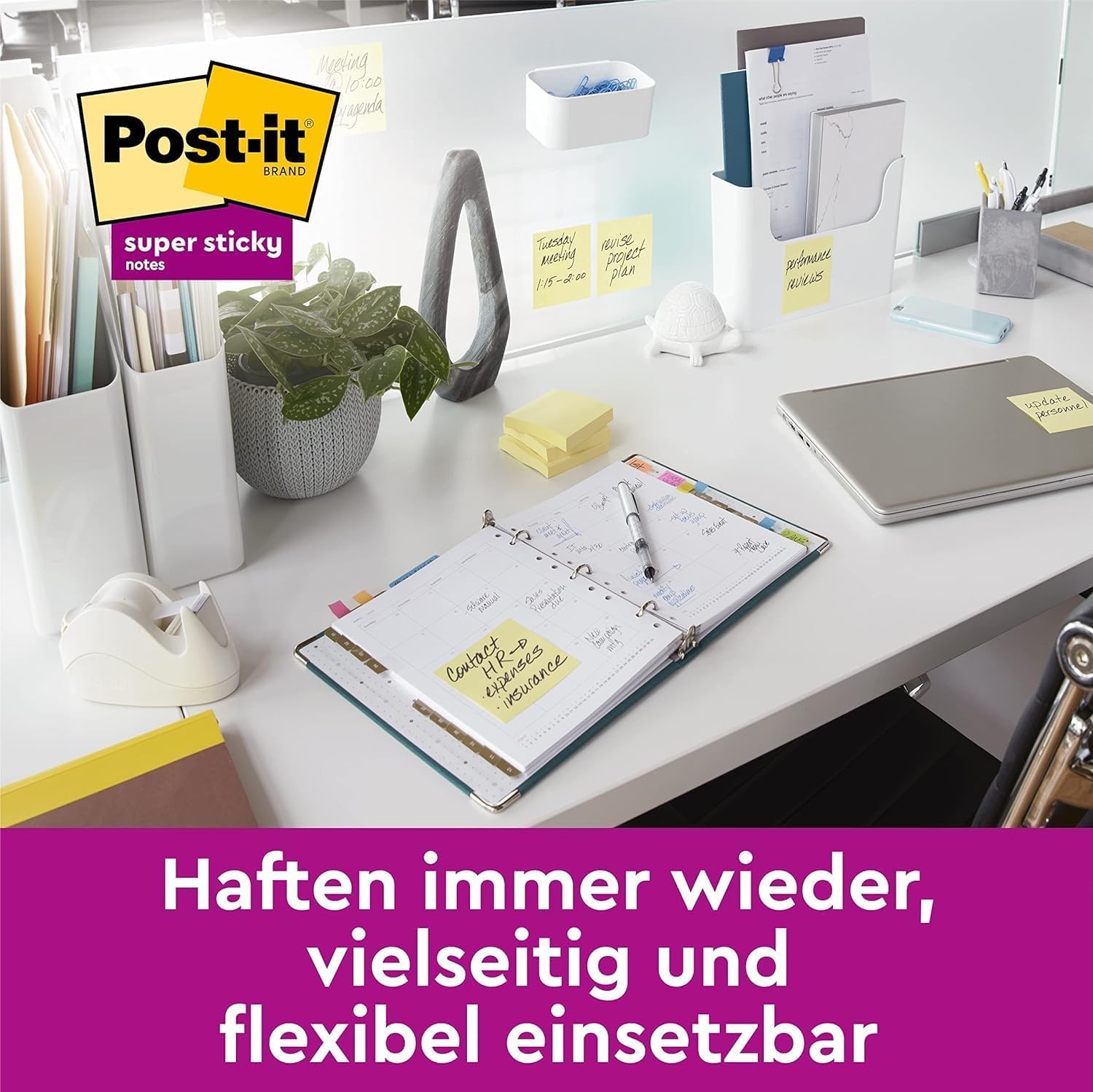 Post-it Super Sticky Notes, Vorteilspackung mit 24 Blöcken, 90 Blatt pro Block, 76 mm x 76 mm, Farbe: Gelb - Extra-stark klebende Notizzettel für Notizen, To-Do-Listen und Erinnerungen, Mittel 4