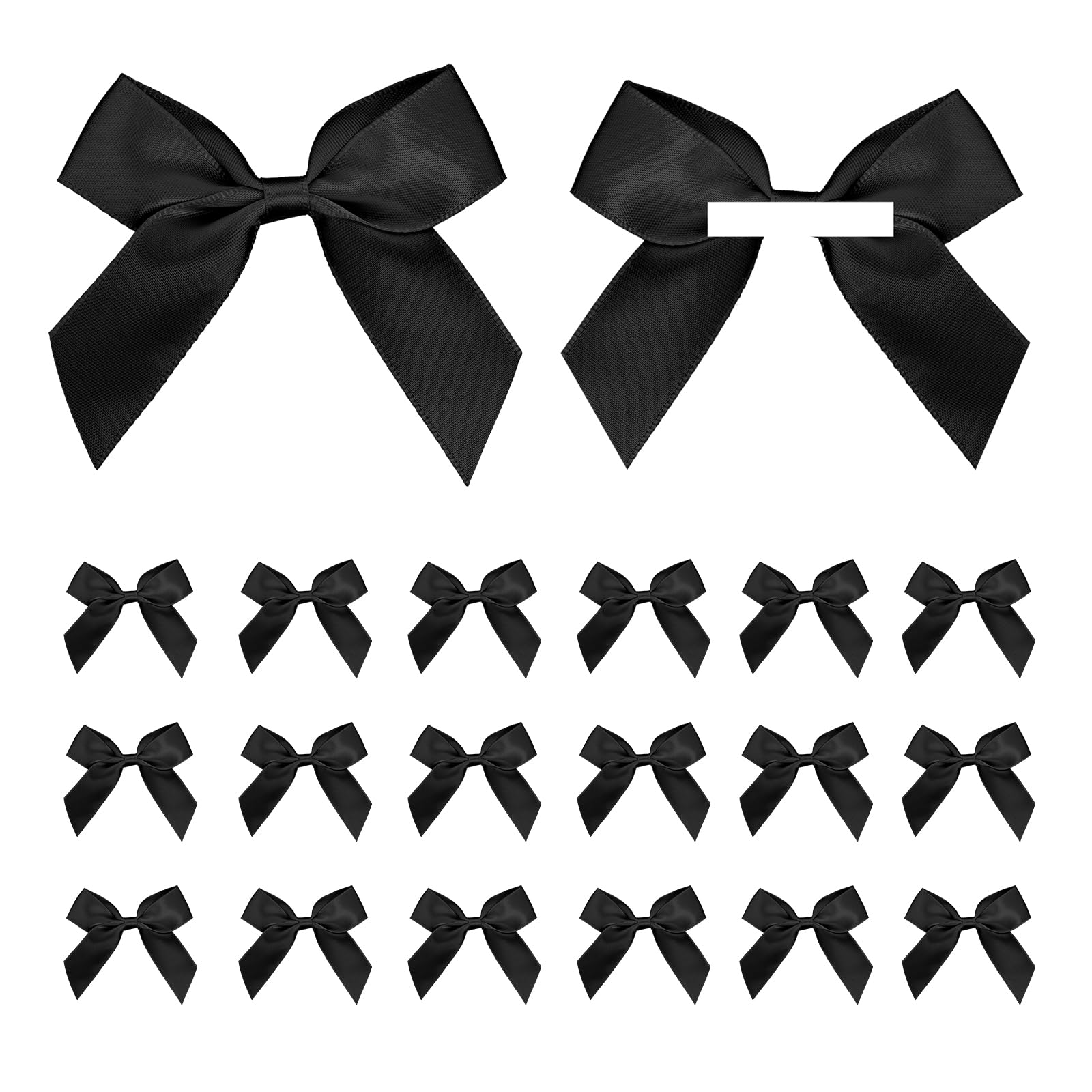 Photo 1 of Black Satin Ribbon Bows 2" Self Adhesive Satin Bows Gift Wrapping Premade Ribbon Bows with Double-Sided Tape for Making Crafts Birthday Party Wedding Valentines Decorations - 50Pcs