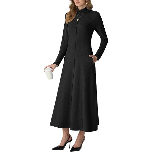 Women's Lightweight Long Sleeve Side Slits Maxi Shirt Dress with Pockets  Summer Causal Elegant Button Down Solid Dress (Black,Small) at Amazon  Women's Clothing store