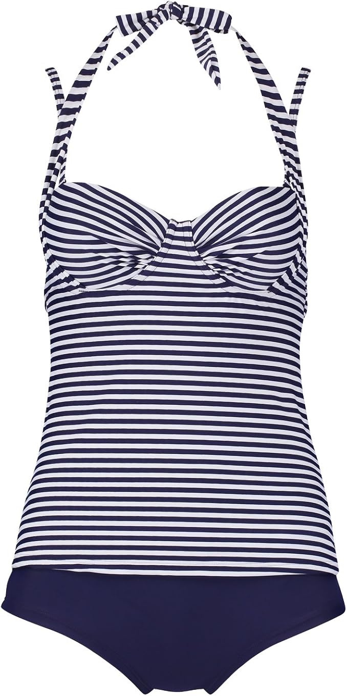 Shiwi Damen Bügel Push Up Tankini Maritim gestreift (Dark Purpure (631
