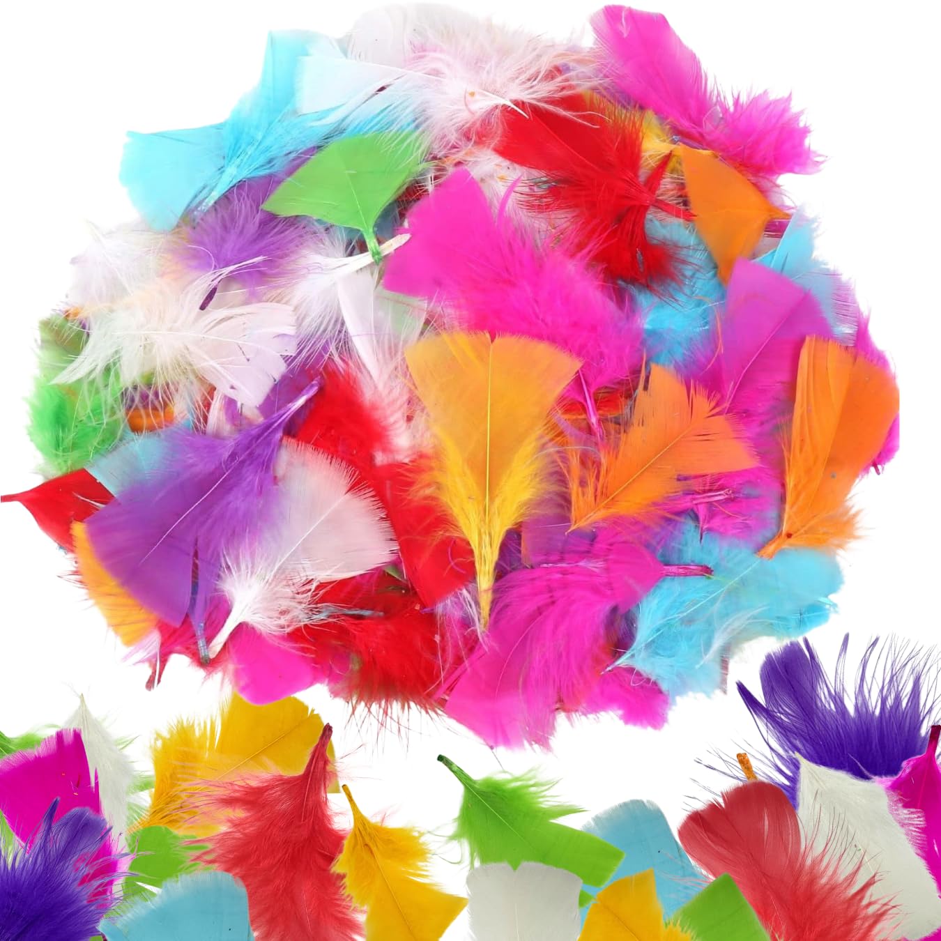 Craft Feathers for Children – 300 Small Coloured Feathers for Crafting, Kids Arts, DIY, Easter, Collage, Decorations and Embellishments | Multicoloured