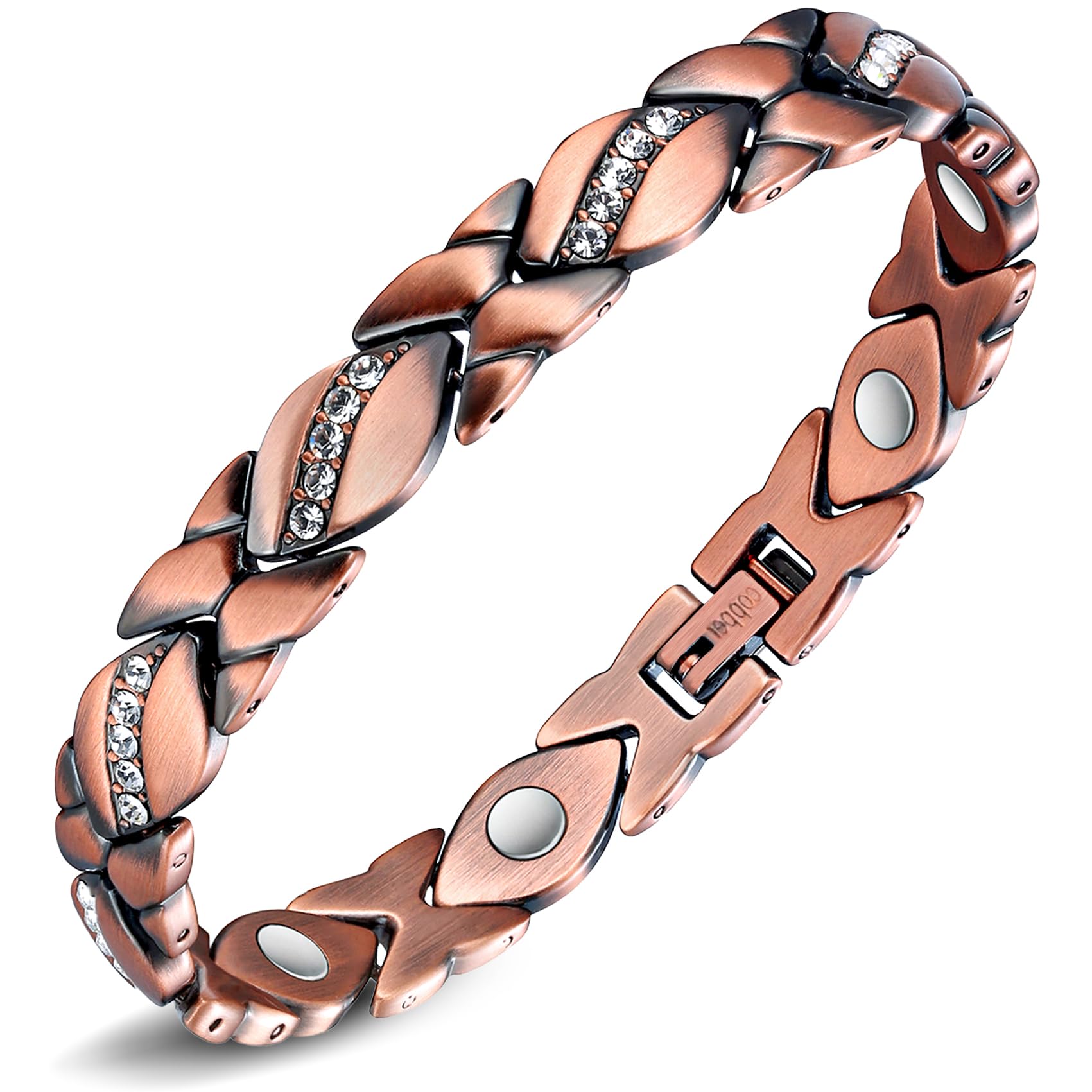 Jeracol Lymphatic Drainage Magnetic Bracelet for Women - 99% Solid Copper Bracelet with Ultra Strength Magnets,Adjustable Wristband with Removal Tool & Jewellry Gift Box