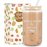 Teacher Appreciation Gifts - Best New Teacher Gifts for Women, Funny Back to School Present for Teachers, Thank You Teachers Gift for Retirement Birthday Christmas, Sight Words 16 Oz Glass Cup