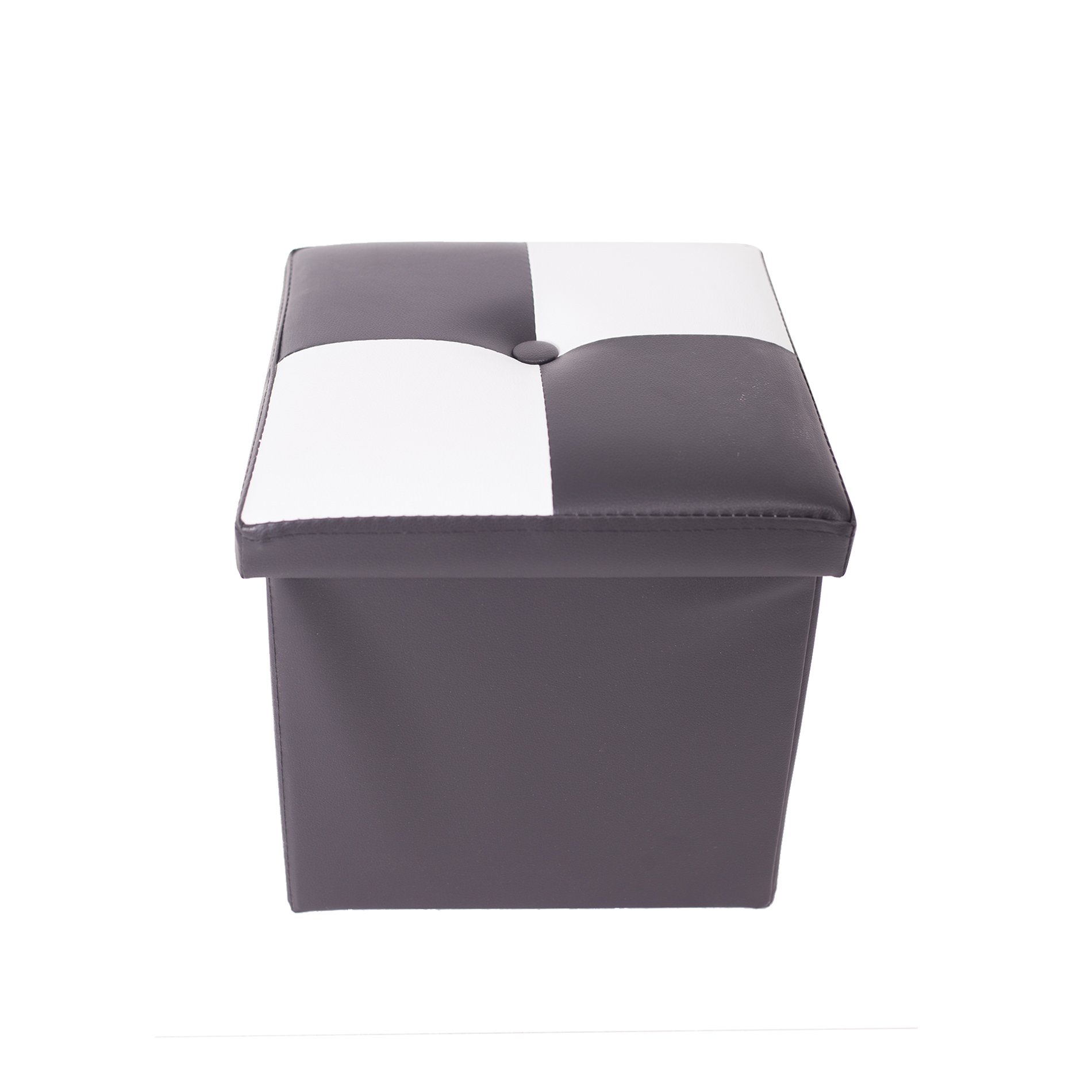 Rebecca Pouf pouffe Puf Puff box storage cube footrest reclosable leatherette bicolor black white bedroom living room - 30 x 30 x 30 cm (H x W x D) - Art. RE4899