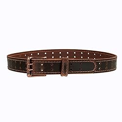 Men’s Classic Leather Belt, Double Prong Retro
