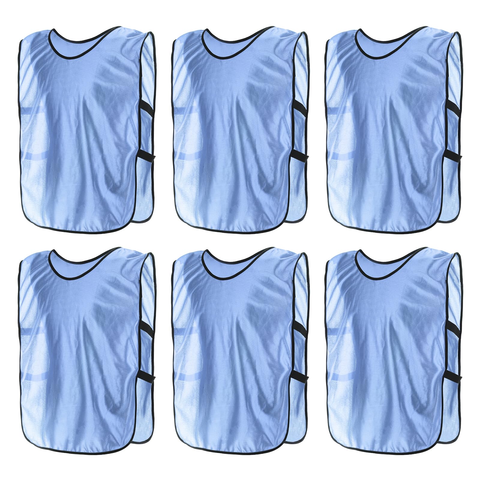 PATIKIL Scrimmage Vest, 6 Pack Soccer Pennies Soccer Jersey Training Vests Team Sports Pinnies Youth Football Practice Jerseys Fits Height 170cm to 200cm, Sky Blue