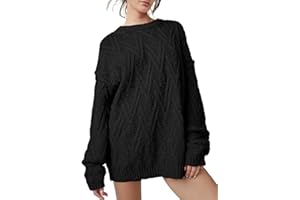 Mafulus Womens 2023 Fall Sweaters Crewneck Oversized Cable Knit Pullovers Long Sleeve Sweater Casual Jumper Top