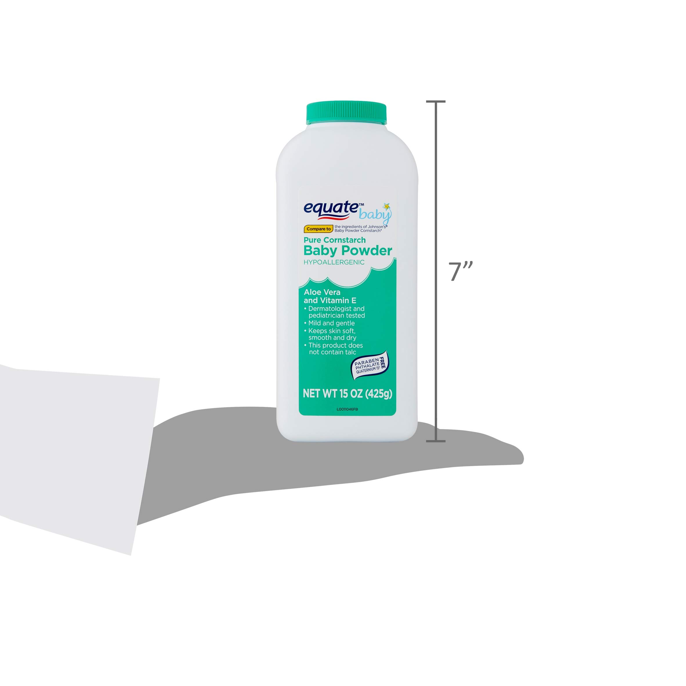 Equate Pure Cornstarch Baby Powder Aloe Vera and Vitamin E (15 oz 2 Pack)