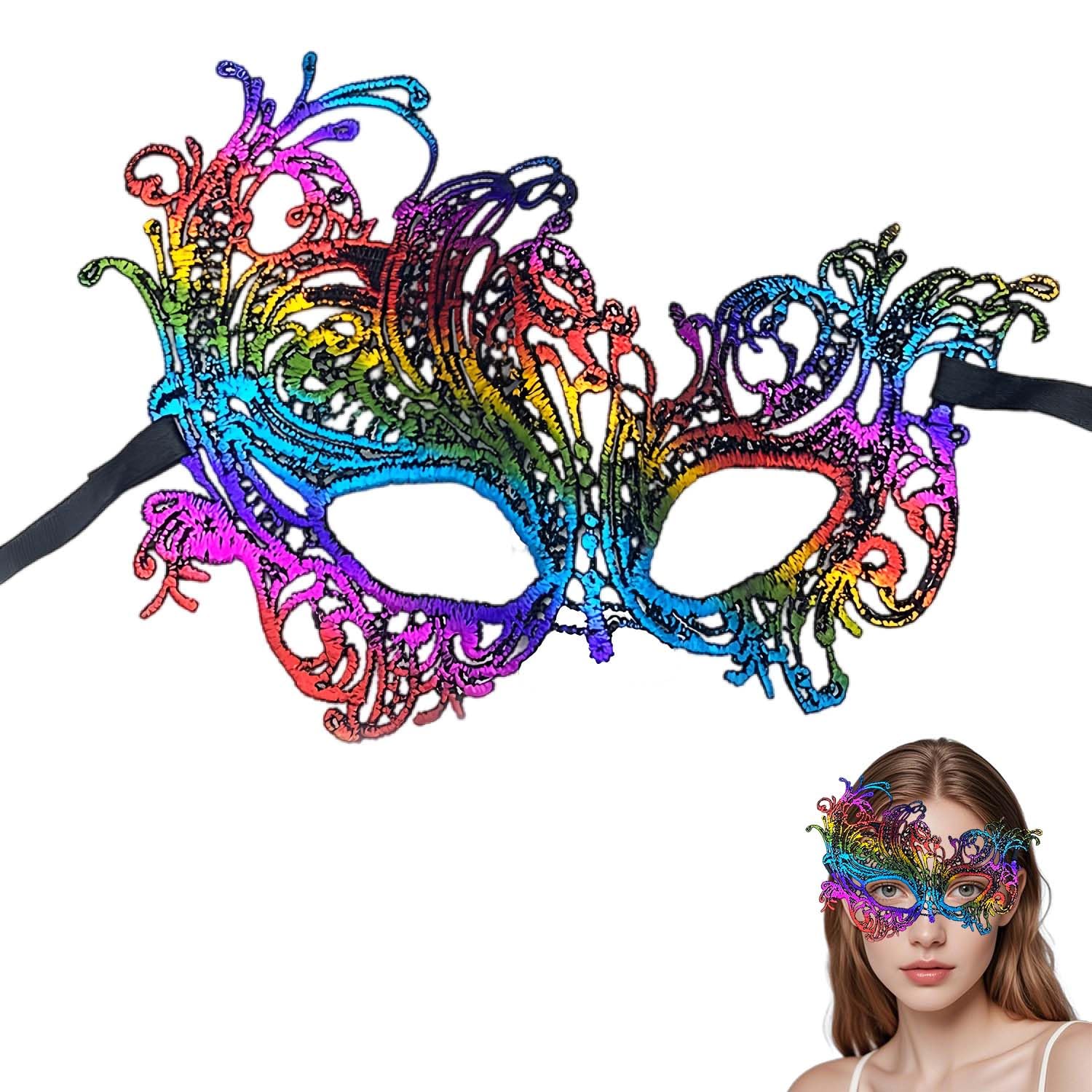 SHIFANQI Masquerade Mask for Men Women, Masquerade Ball Masks for Couples, Halloween Costumes Lace Eye Mask for Venetian Party, Prom, Carnival, Mardi Gras, Cosplay, Colorful