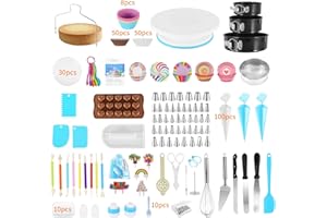 507 PCS Cake Decorating Kit 3 Packs Springform Cake Pans, Cake Rotating Turntable, 48 Piping Icing Tips, 7 Russian Nozzles, C