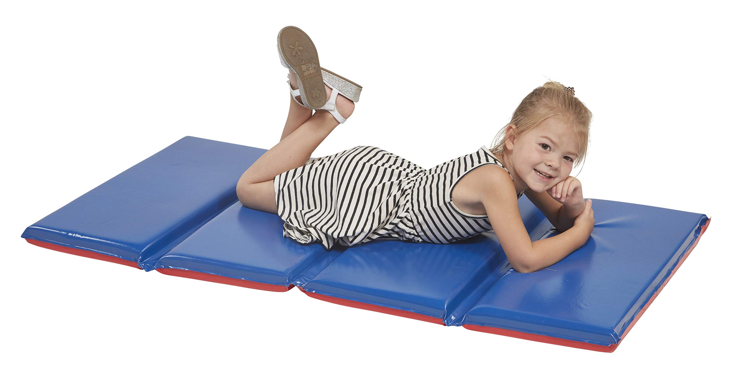 Tappetini Pieghevoli ECR4KIDS Per Bambini, 3 Sezioni | 5 Cm Spessore, 61x122 Cm, Vinile Impermeabile | 5 Pezzi Blu/rosso, Certificati Greenguard