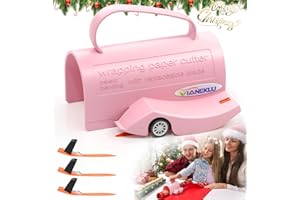 VIANEKLU Wrapping Paper Cutter Slider, Gift Wrap Cutter Tool with 3 Replaceable Blade with Handle for Christmas Paper Roll Wrapping, Christmas Gift Packing Cutting Supplies for Crafting Birthday Holiday