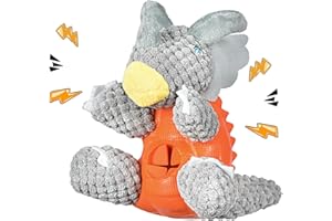 QUIZVI Interactive Dog Plush Chew Toys - Puzzle Squeak Toys, Comfort Toy for Behavioral Training - Pet Anxiety Relief and Calming Aid - Triceratops Shape Style