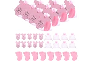 MAAHONGH 60 Sets Baby Shower Favors Soap Feet Scented, Baby Shower Party Favors Feet Soap Party Bulk Gifts for Guest With Organza Bags Thank You Cards Return Gifts Gender Reveal Prizes Birthday Souvenirs(Pink)