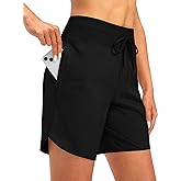 G Gradual Women's 7" Quick Dry High Waisted Swim Board Shorts with Zipper Pockets UPF 50+ Beach Shorts for Women with Liner