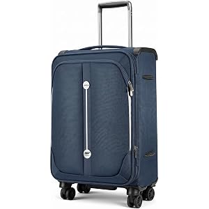 Temilla Carry On Luggage 22x14x9 Airline Approved, Softside Expandable Lightweight Travel Suitcase with Spinner Wheels (Blue,