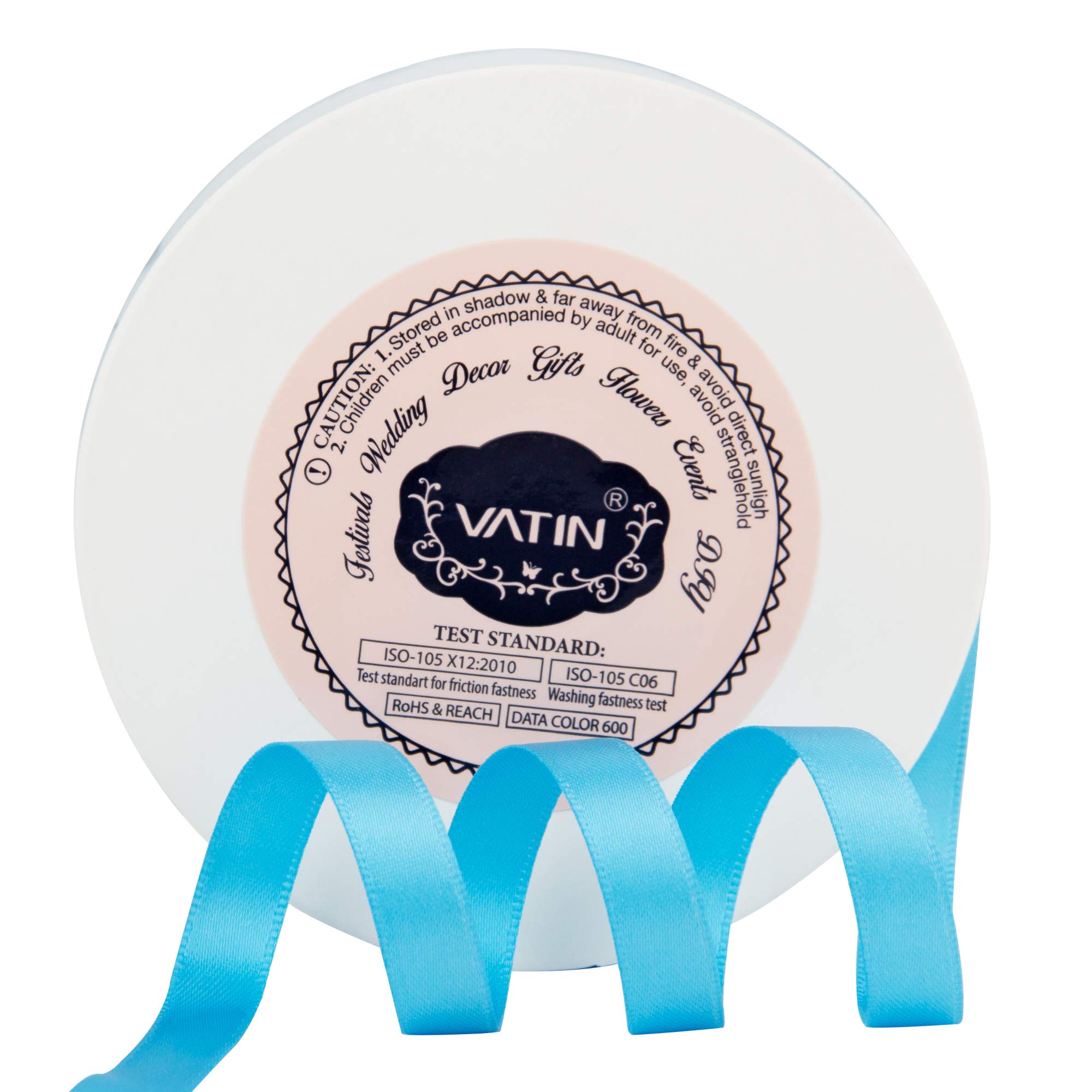 VATIN 10mm Double Faced Copen Blue Polyester Satin Ribbon - 45 Metre for Gift Wrapping Ornaments Party Favor Braids Baby Shower Decoration Floral Arrangement Craft Supplies