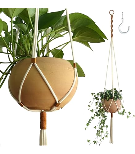Amazon.com: Macrame Plant Hanger 24" Vintage Style 4mm Cord Choose Color  (White) : Patio, Lawn & Garden
