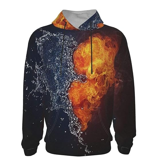 Arts Heart Flame Fire Spray Water Liquid Form Drop Hoodie For Teen