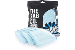 The Rag Company - Premium FTW - 70/30 Blend Microfiber Cleaning Towels for Glass, Windows, Mirrors, Polished Surfaces - Streak-Free - Scratchless, 16" x16' Light Blue (3-Pack)