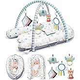 Baby Play Mat, 7-in-1 Infant Gym Mat for Sensory and Motor Development, Washable & Portable Newborn Tummy Time Activity Mat for Home & Travel, Babies Gift for 0-3-6-9-12-18 Months