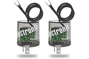 Casalytics LED Flasher Relay 2 Pins 12V (Pack of 2) - Heavy Duty Turn Signal Flasher Relay with Ground Wire for Automobile and Motorcycle