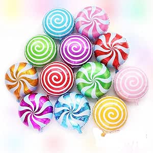 AnnoDeel 12 pcs 18" Sweet Candy Balloons, Round Lollipop Balloon Birthday Wedding Party Balloons