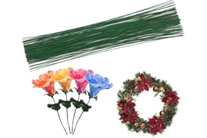 Cinvo 22 Gauge Stem Wire 100 Counts Floral Paper Wrapped Wire 14 Inch Wire for Flower Arrangements DIY Bouquet Handcrafts (Dark Green)