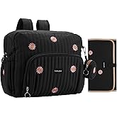 GOBABYMART Diaper Bag Backpack, Medium Maternity baby bag & Changing Pad, Insulated Pockets, Stroller Straps & Pacifier Case (Medium - Black Flowers)