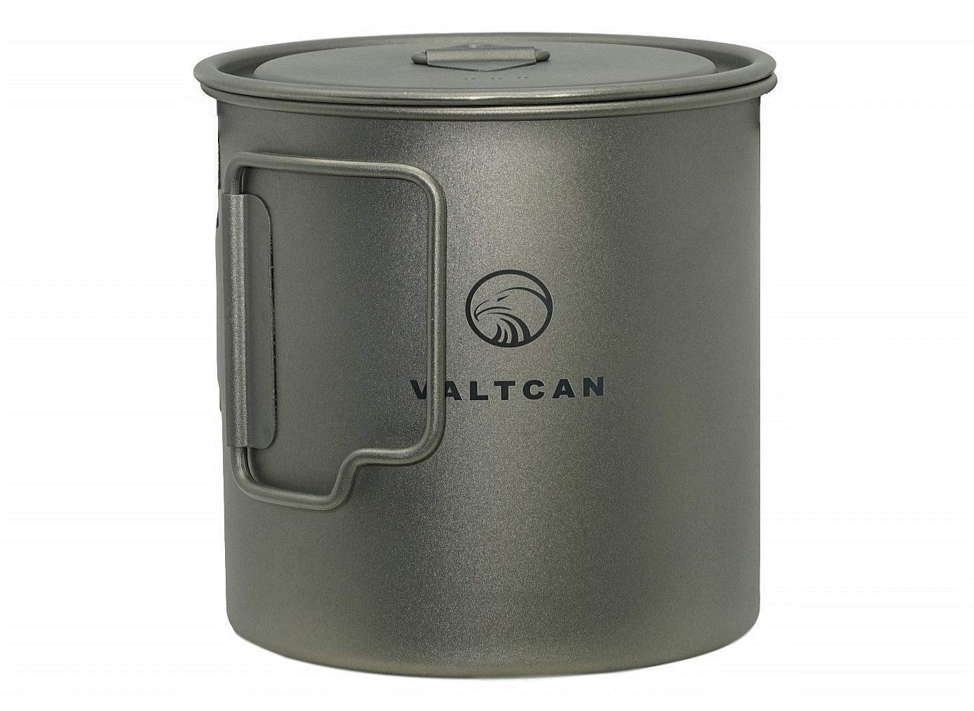 Valtcan 650ml Titanium Pot Backpacking Camping Open Fire Mug Cup with Lid and Stuff Sack