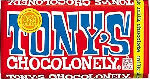 Tony’s Chocolonely Belgian Milk Chocolate Candy Bar, Pure Chocolate Bar for Snacks, Party Favors, Gifts, or Gift Basket, 32% 