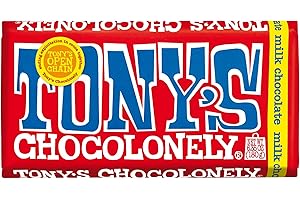TONY'S CHOCOLONELY Tony’s Chocolonely Belgian Milk Chocolate Candy Bar, Pure Chocolate Bar for Snacks, Party Favors, Gifts, or Gift Basket, 32% Cacao, Made From Quality Fairtrade Cocoa, 6.35 Oz
