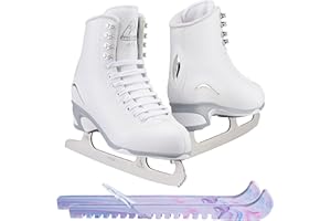 Jackson Ultima Figure Ice Skates for Women, Girls in White Color Bundle with Guardog Berry Blend Swirlz Skate Guards