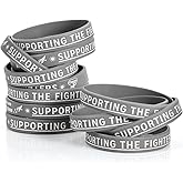 50 Pcs Brain Cancer Awareness Rubber Bracelets Gray Ribbon Awareness Silicone Wristband Bulk Brain Injury Cancer Awareness Bracelet Motivational Wristbands For Unisex Men Women Support Fundraisers