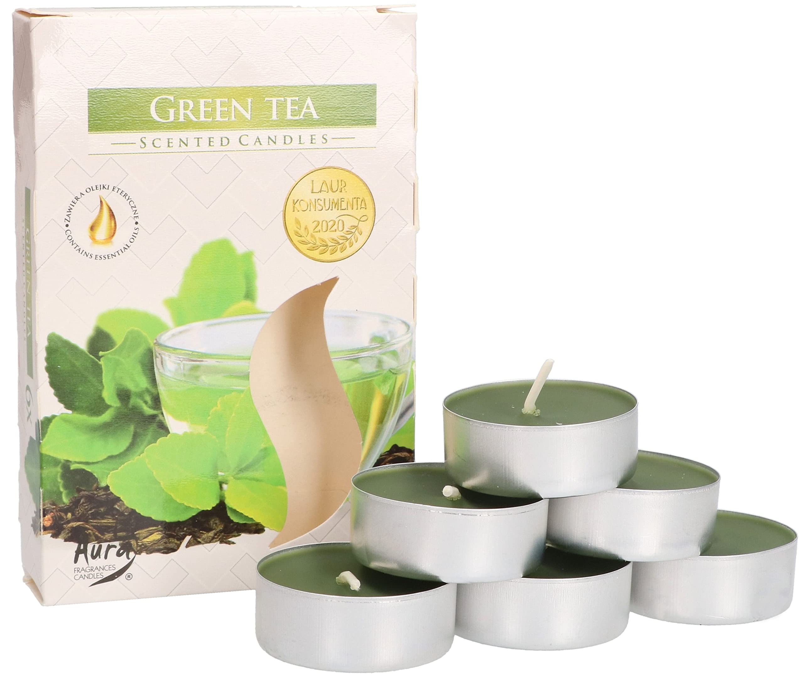 KOTARBAU® Scented Tea Lights Green Tea Lights - Set of 6-4 Hours Burn Time