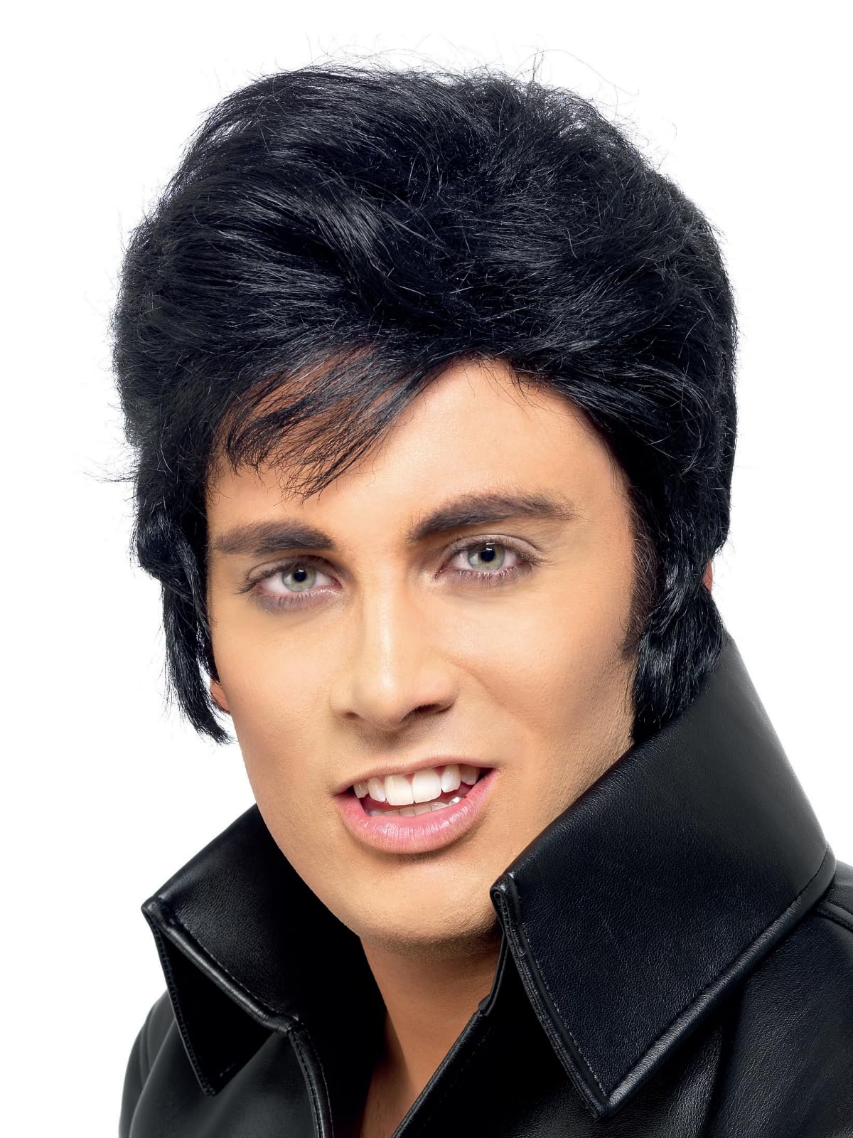 Smiffys Elvis Wig for Adults, Black with Instantly Recognisable Quiff and Sideburns, Officially Licensed, Ideal for Matching Costume and Music-Themed Fancy Dress Parties