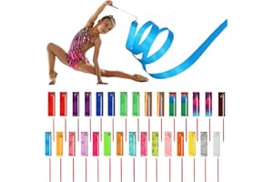 Yilloog Ribbon Dancing Wands Party Favors, 78.7 Inch Gymnastics Ribbon Streamers Rainbow Artistic Ribbon Dancer Twirling Wands, Rainbow Birthday Decorations, Girls Party Games