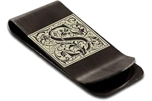 FLAMEREFLECTION Stainless Steel Money Clip For Men Dad Boy Friend Father Floral Initial Letter Box Monogram Wallet Cash Card Holder